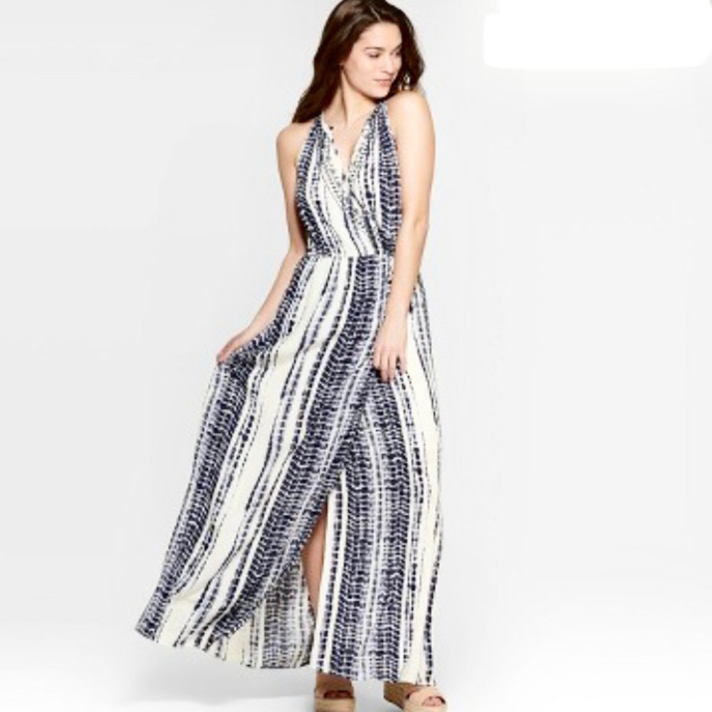 Knox Rose Sleeveless V-neck Wrap Maxi-Dress; Med